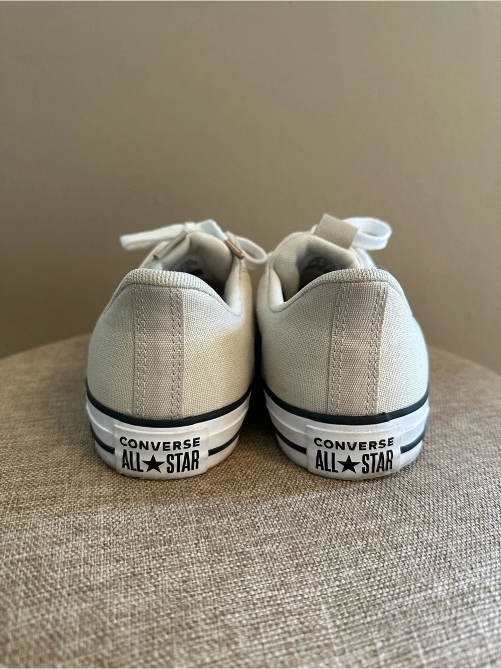 Converse Low-Top Canvas Sneakers in Beige with White Accents - Picture 7 of 8